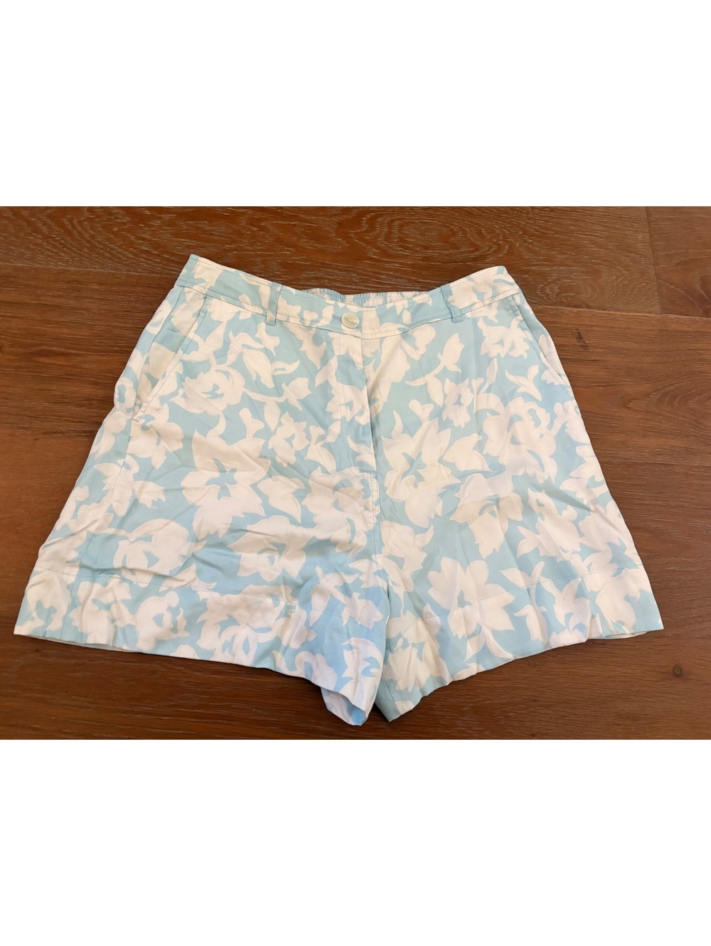 Derek Lam 10 Crosby Blue White Floral Shorts Relaxed Fit Summer Regular M